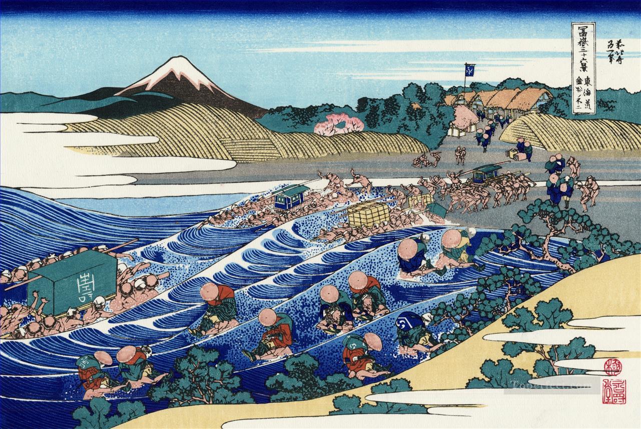 東海道の金谷からの富士 葛飾北斎 浮世絵油絵